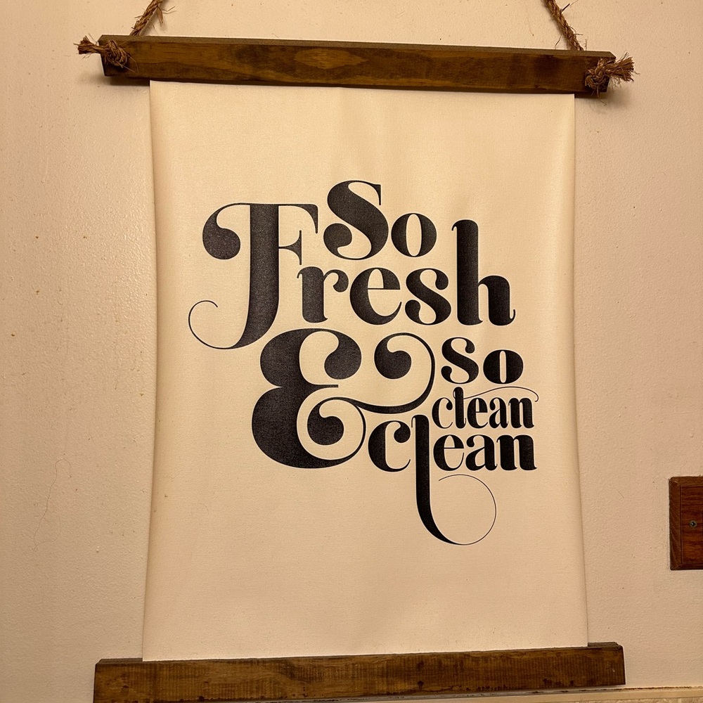Canvas and Wood Wall Hanging